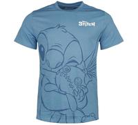 Lilo & Stitch - Hugging Stitch Blue - T-Shirt - Blau - M - 100% Baumwolle,Jersey Blau M