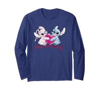 Lilo & Stitch Ohana Heart With Angel Langarmshirt, Unisex für Erwachsene, Marineblau, L