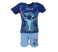 Lilo & Stitch Shortama Atmungsaktiver Kurzarm-Schlafanzug für Kinder, 100% Baumwolle 5 Jahre Dunkelblau
