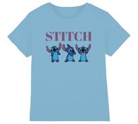 Lilo & Stitch Stitch Poses Unisex Kids T Shirt, Light Blue, 12-13 Years