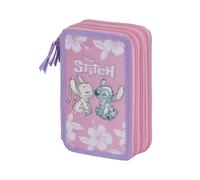 Lilo und Stitch Pink-Gefülltes Dreifach-Federmäppchen, Rosa, 14 x 21 cm
