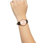 lilyandstone Damen Armband-Uhr analoge Quarz-Uhr mit Leder-Armband 35 mm LSSFRGPBR Schwarz/Roségold