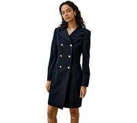 LilySilk 100% Merinowoll-Langer Blazer-Mantel für Frauen Knopfleiste Lange Ärmel Reverskragen Doppelreihiger Kleid-Mantel im Vintage-Stil Damen(Dunkel Blau,44)