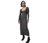 LilySilk 100% Merinowolle Strickkleid für Damen Geripptes Bodycon Midi Kleid mit Rundhalsausschnitt für den Herbst Elegante schlanke Passform(Dunkel Grau,M)