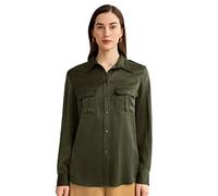 LilySilk Damen Seidenhemd Langarmbluse Seidenbluse Seidenshirt Damenbluse V-Ausschnitt Hemdbluse aus sandgewaschener 22MM Seide für Arbeit Reisen(Grün,XS)