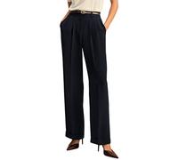 LilySilk Die Flos 40MM Seidenhose Full Length Boyish Style Wide Leg Bkazers Hosen Vintage Style Hosen für Frauen(Mitternachtsblau,32/34)