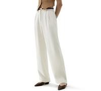 LilySilk Die Flos 40MM Seidenhose Full Length Boyish Style Wide Leg Bkazers Hosen Vintage Style Hosen für Frauen(Papyrusweiß,32/34)