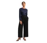 LilySilk Glatte 100% Seide Weite Hosen Hose mit Weitem Bein Damen Entspannte Passform Versteckter Reißverschluss Schwarz, 32/34