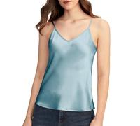LilySilk Seidentop Sexy Seide Unterhemd Top Schlicht Trägertop Damen Camisole 100% Seiden Cami Tops Damentop Verpackung MEHRWEG(Neblig Blau,M)