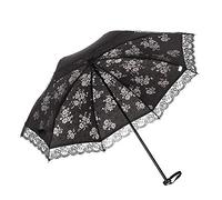 LILYXIN Vintage Spitze Sonnenschirm, Damen Outdoor UV Sonnenschirm Blume Stickerei Faltschirm Spitze Muster für Kleine Regenschirm Serie Voll Feminin (Schwarz)