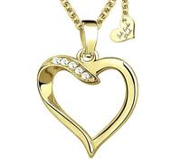 Limana Damen Halskette 925 Silber goldene Herzkette Kette mit Herz Anhänger gold Goldkette vergoldet Geschenk für Sie Frauen Freundin Ehefrau Weihnachten Schmuck