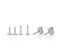 limerencia G23 F136 Titan Piercing Ohrstecker mit flacher Rückseite | Implantatqualität, 18g gewindelose Push-Press-Verschlüsse, geeignet für Knorpel, Helix, Tragus, Labret und Lippenpiercings