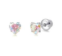 Limerencia Herz Titan Ohrringe mit Schraubverschluss, G23 Medizinische Ohrstecker Hypoallergen Gesundheitsstecker, 5mm CZ Ohrringe für empfindliche Damen Herren