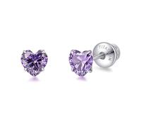 Limerencia Herz Titan Ohrringe mit Schraubverschluss, G23 Medizinische Ohrstecker Hypoallergen Gesundheitsstecker, 5mm CZ Ohrringe für empfindliche Damen Herren