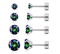 Limerencia Titan Ohrringe Set mit Schraubverschluss, 4 Paare Medizinische Ohrstecker Hypoallergen Gesundheitsstecker Ohrringe für empfindliche Ohren Mode Damen Herren Schmuck