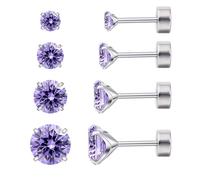 Limerencia Titan Ohrringe Set mit Schraubverschluss, 4 Paare Medizinische Ohrstecker Hypoallergen Gesundheitsstecker Ohrringe für empfindliche Ohren Mode Damen Herren Schmuck