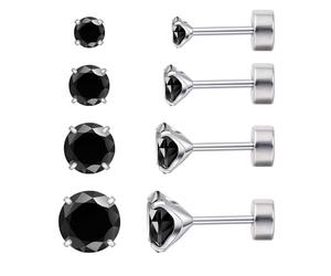Limerencia Titan Ohrringe Set mit Schraubverschluss, 4 Paare Medizinische Ohrstecker Hypoallergen Gesundheitsstecker Ohrringe für empfindliche Ohren Mode Damen Herren Schmuck