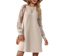 Limtula Damenkleid, stilvoll, lässig, langärmelig, Rundhals Outfit, einfarbig, modische Outfits für den täglichen Gebrauch, Herbstkleider für Damen