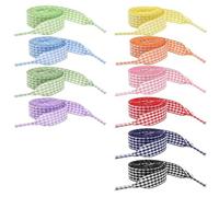 Limtula Dekorative Band Schnürsenkel, 10 Paar, Gingham Polyester Packung für alltägliche Turnschuhe, Canvas Schuhe, Ersatzrotation, Nähakzent, 2, 5 cm Breite