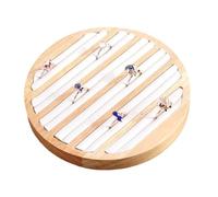 Limtula Handgefertigte runde Schmuckorganisatoren aus Holz, White leather