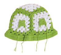 Limtula Handgewebte Häkeltasche, Blumen-Strickmütze, weich, warm, Strickmütze für Damen, einzigartige Kopfbedeckung, Foto-Requisiten, Eimerhüte für Herren, Grüner Hut, One size