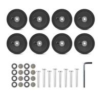 Limtula Koffer-Rad-Ersatz, 8 Stück, 55 mm, schwarzes Gummi mit 2 Achsen, glatt für Beschädigungen, Trolley, Reparaturset, Gummi-Reparatur-Set