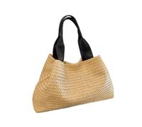 Limtula Lässige Schultertasche aus gewebtem Stroh, großes Fassungsvermögen, Strandhandtasche mit Tragegriff oben, handgewebte Geldbörse für Damen, für den täglichen Gebrauch, Strohtasche