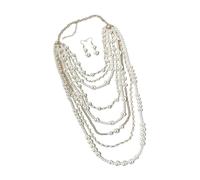 Limtula Stilvolles Set mit Halskette und Ohrringen aus künstlichen Perlen für Damen, elegantes Schmuckset mit Tropfenohrringen, perfekt für Partys Schmuck aus simulierten Perlen