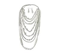 Limtula Stilvolles Set mit Halskette und Ohrringen aus künstlichen Perlen für Damen, elegantes Schmuckset mit Tropfenohrringen, perfekt für Partys Schmuck aus simulierten Perlen
