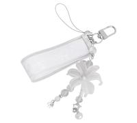 Limtula Telefon Schlüsselanhänger mit weißem Anhänger, durchscheinendem Band, Perlenquasten und Clip Ringen für Handyhüllen oder Taschen