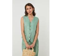 Lin Passion Leinen-Weste in Grün - Größe 38/40 | Damenjacken
