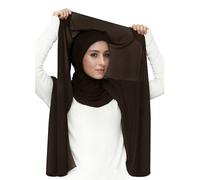 Lina & Lily Chiffon Instant Hijab Kopftuch mit Jersey Ninja Unterkappe für Muslimische Frauen (Dunkelbraun)