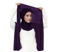 Lina & Lily Chiffon Instant Hijab Kopftuch mit Jersey Ninja Unterkappe für Muslimische Frauen (Dunkelviolett)