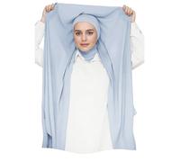Lina & Lily Chiffon Instant Hijab Kopftuch mit Jersey Ninja Unterkappe für Muslimische Frauen (Hellblau)