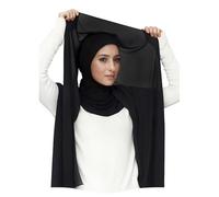 Lina & Lily Chiffon Instant Hijab Kopftuch mit Jersey Ninja Unterkappe für Muslimische Frauen (Schwarz)