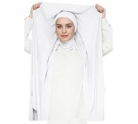 Lina & Lily Chiffon Instant Hijab Kopftuch mit Jersey Ninja Unterkappe für Muslimische Frauen (Weiß)