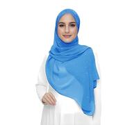 Lina & Lily Damen Hijab Kopftuch Schal mit Glitzer aus Premium Chiffon 72 x 190cm (Azurblau)