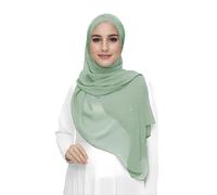 Lina & Lily Damen Hijab Kopftuch Schal mit Glitzer aus Premium Chiffon 72 x 190cm (Hellmint)