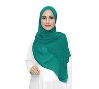 Lina & Lily Damen Hijab Kopftuch Schal mit Glitzer aus Premium Chiffon 72 x 190cm (Jadegrün)