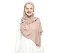 Lina & Lily Damen Hijab Kopftuch Schal mit Glitzer aus Premium Chiffon 72 x 190cm (Nude)