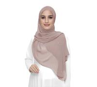 Lina & Lily Damen Hijab Kopftuch Schal mit Glitzer aus Premium Chiffon (Nude)
