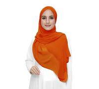 Lina & Lily Damen Muslim Premium Chiffon Hijab Kopftuch Schal aus Leicht Stoff (Orange-Rot)