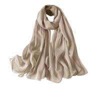 Lina & Lily Damen Schal Chiffon mit Plissee-Falten für Frühling Sommer, Durchscheinend, Federleicht (Beige)