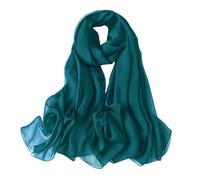 Lina & Lily Damen Schal Chiffon mit Plissee-Falten für Frühling Sommer, Durchscheinend, Federleicht (Blaugrün)