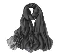 Lina & Lily Damen Schal Chiffon mit Plissee-Falten für Frühling Sommer, Durchscheinend, Federleicht (Dunkelgrau)
