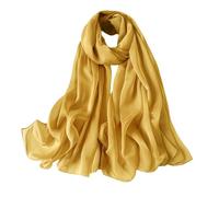 Lina & Lily Damen Schal Chiffon mit Plissee-Falten für Frühling Sommer, Durchscheinend, Federleicht (Gold)
