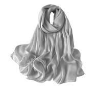 Lina & Lily Damen Schal Chiffon mit Plissee-Falten für Frühling Sommer, Durchscheinend, Federleicht (Hellgrau)