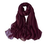 Lina & Lily Damen Schal Chiffon mit Plissee-Falten für Frühling Sommer, Durchscheinend, Federleicht (Kastanienbraun)