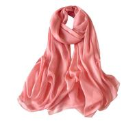 Lina & Lily Damen Schal Chiffon mit Plissee-Falten für Frühling Sommer, Durchscheinend, Federleicht (Lachsrosa)