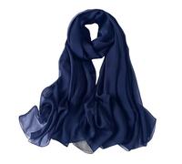 Lina & Lily Damen Schal Chiffon mit Plissee-Falten für Frühling Sommer, Durchscheinend, Federleicht (Marineblau)